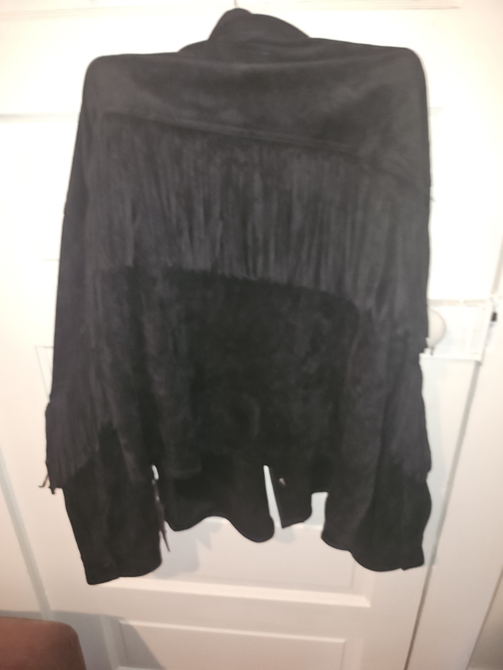 Blank NYC Black Suede Fringe A-Line Jacket